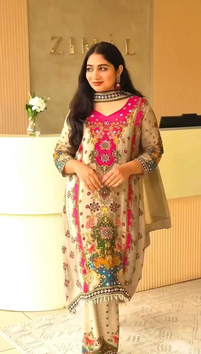 Multicolor Heavy Embroidered Kurti  Set