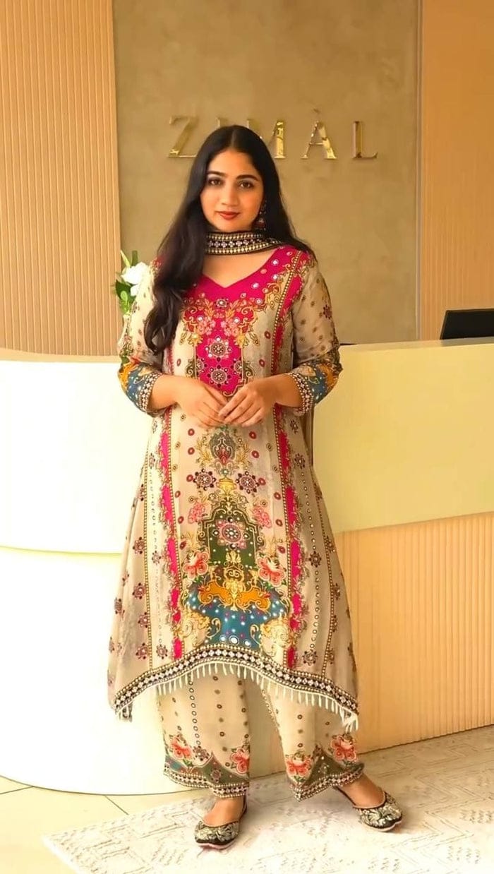 Multicolor Heavy Embroidered Kurti  Set