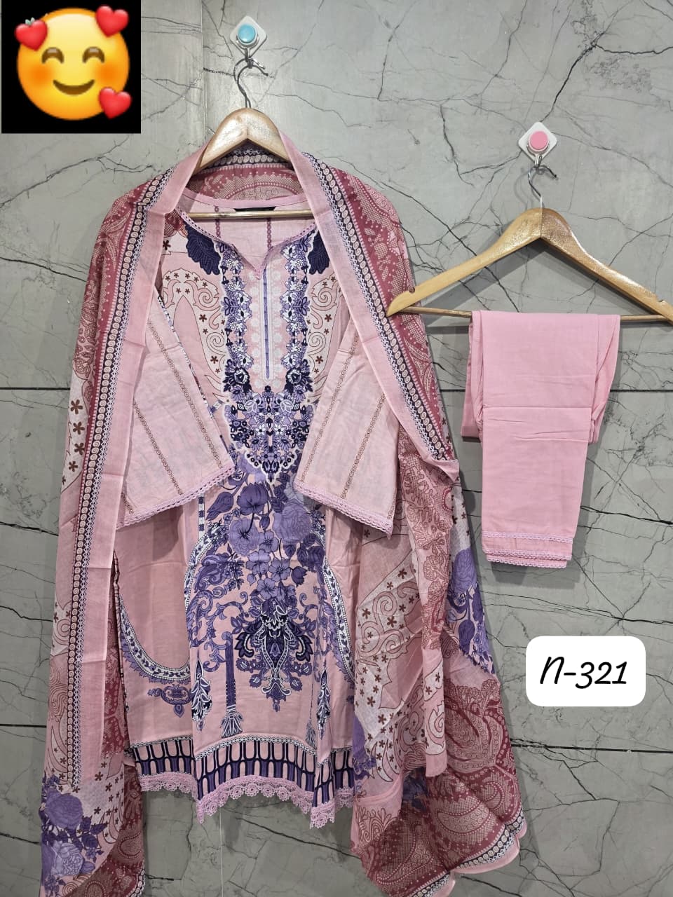 Lawn Suit Set – Soft Pink Purple