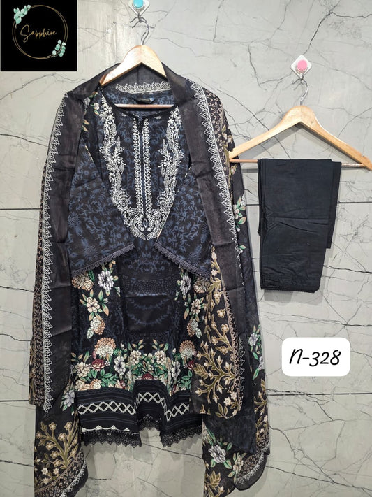 Lawn Suit Set –Raven Black