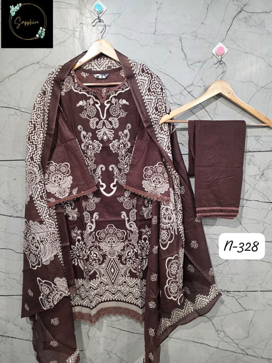 Lawn Suit Set –Cocoa Brown