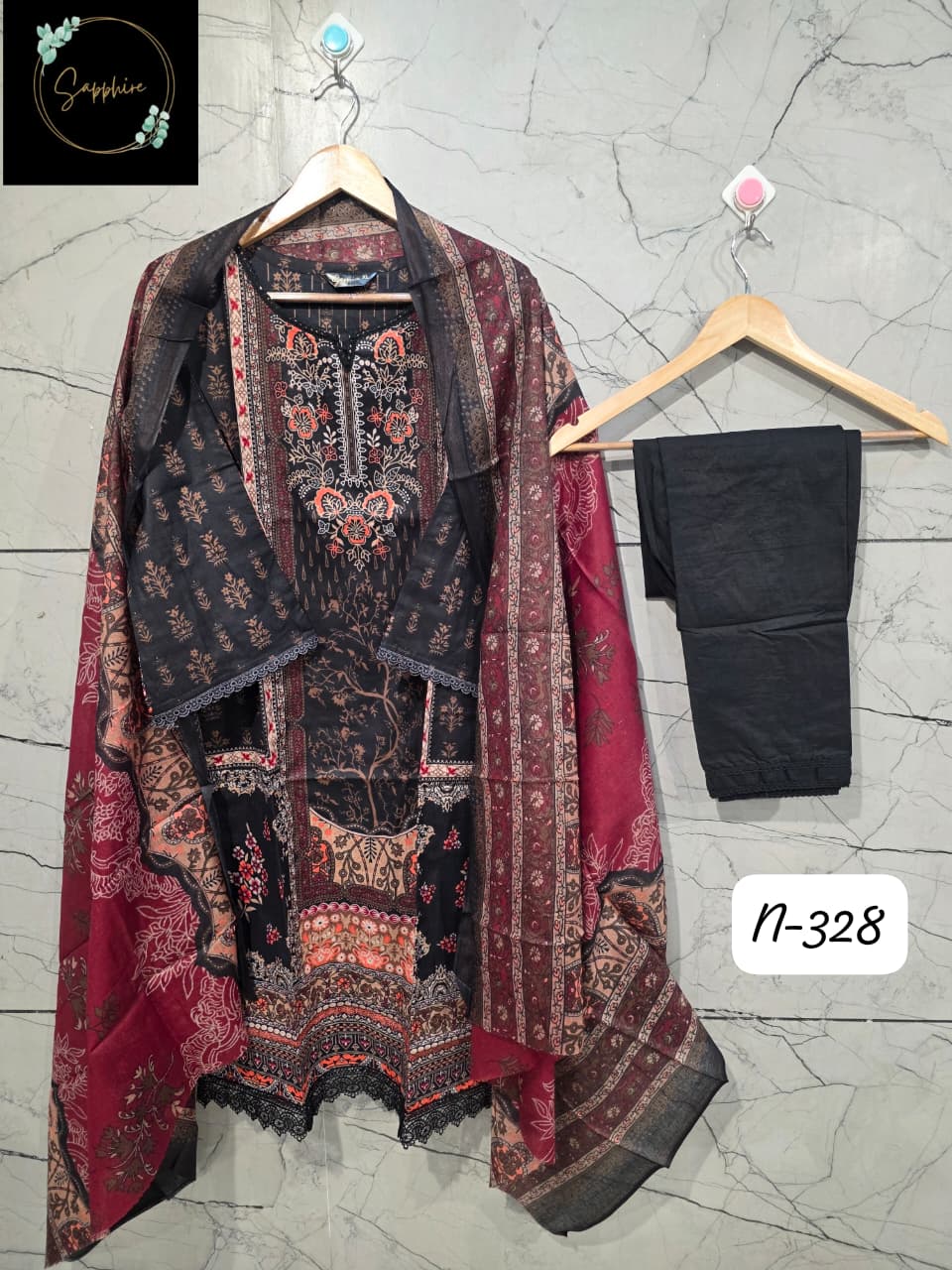 Lawn Suit Set Mulberry Wine