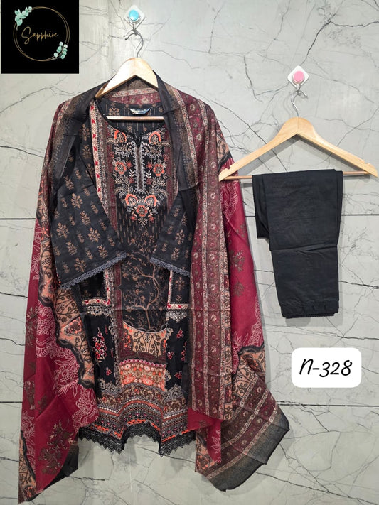 Lawn Suit Set Mulberry Wine