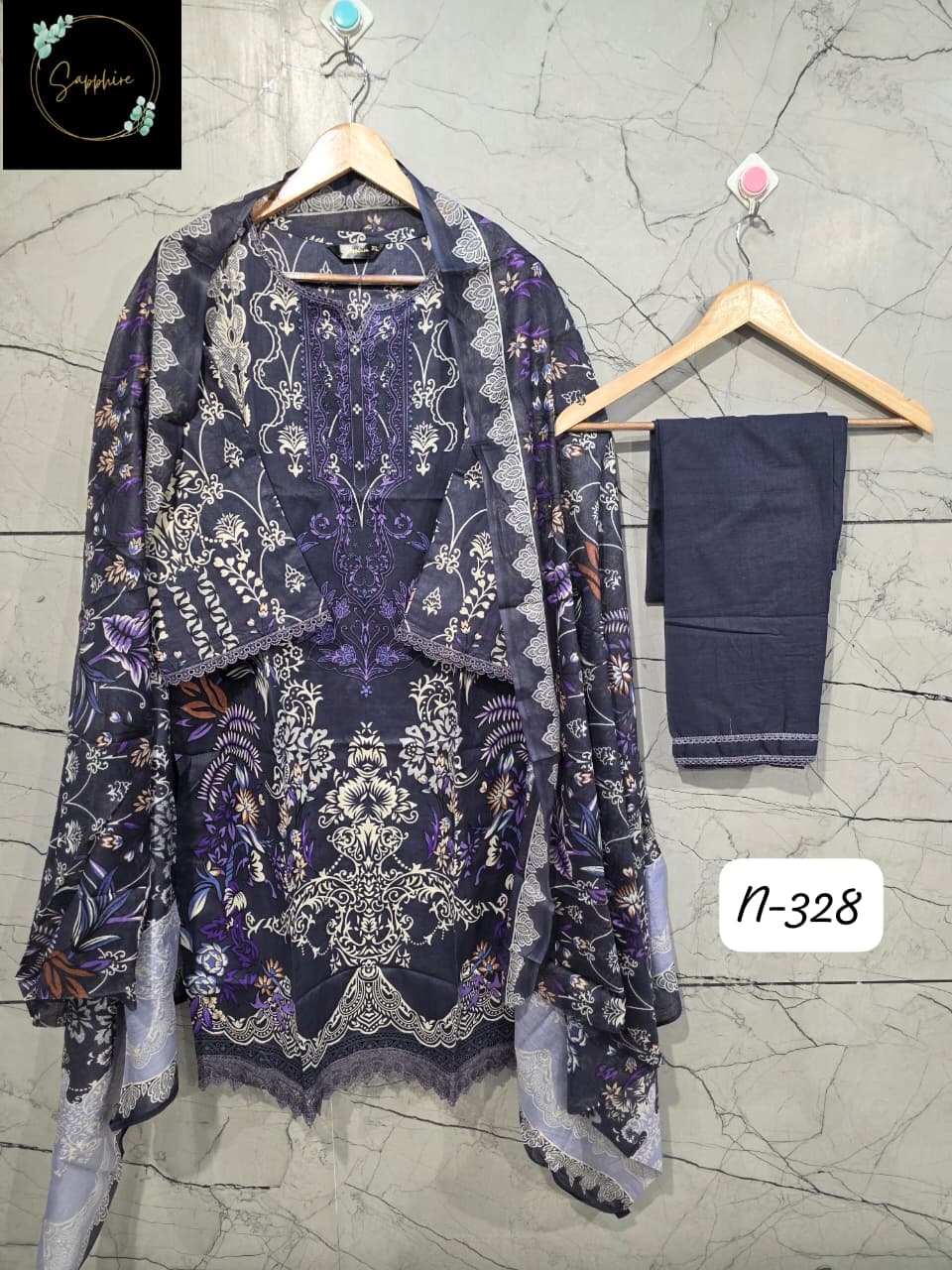 Lawn Suit SeT   Midnight Flora Suit Set