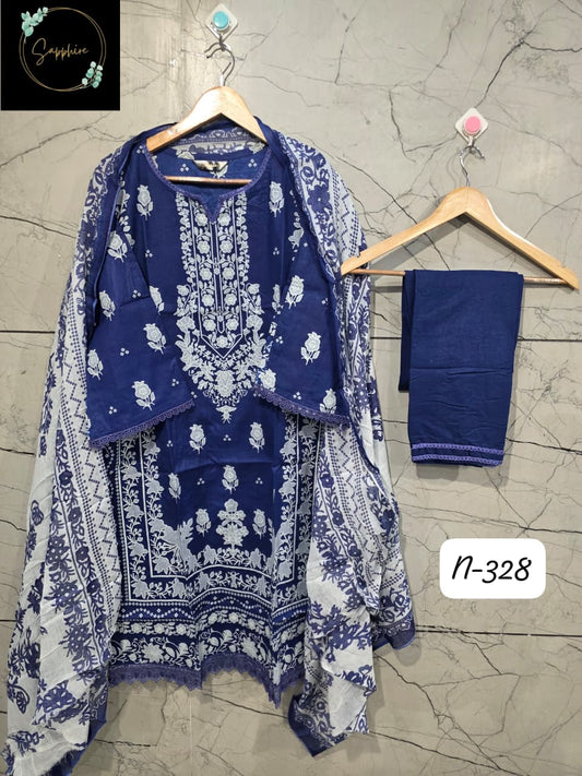 Lawn Suit SeT Azure Bloom Suit Set