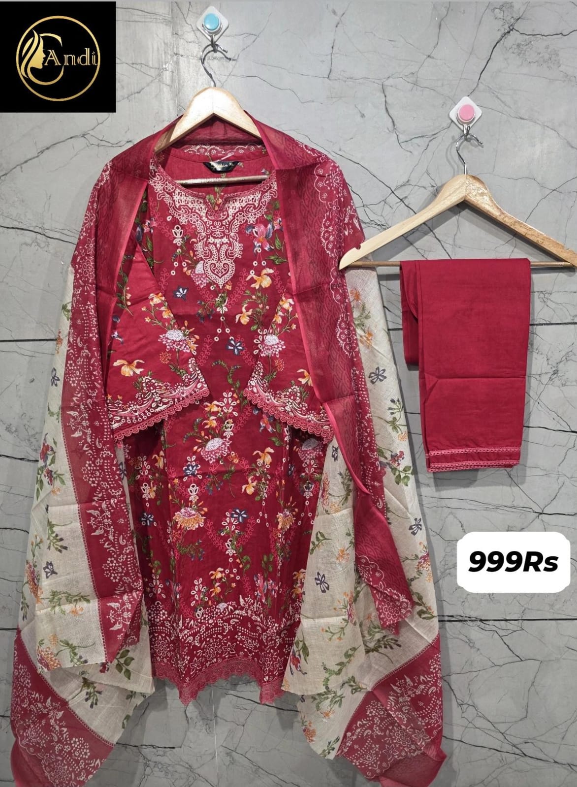 Lawn Suit Set – Ruby Blossom