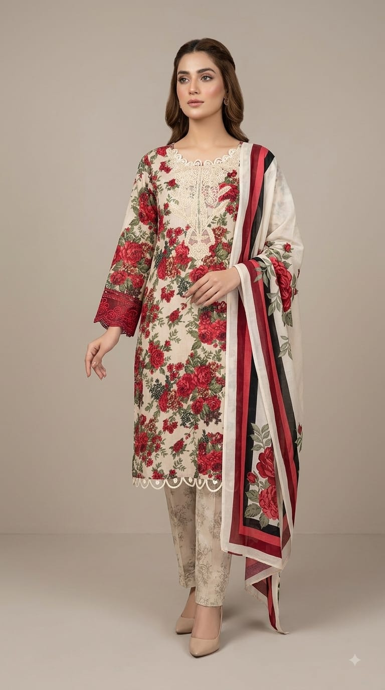 JAZMIN Heavy Patch Work  RED CREEM SUT