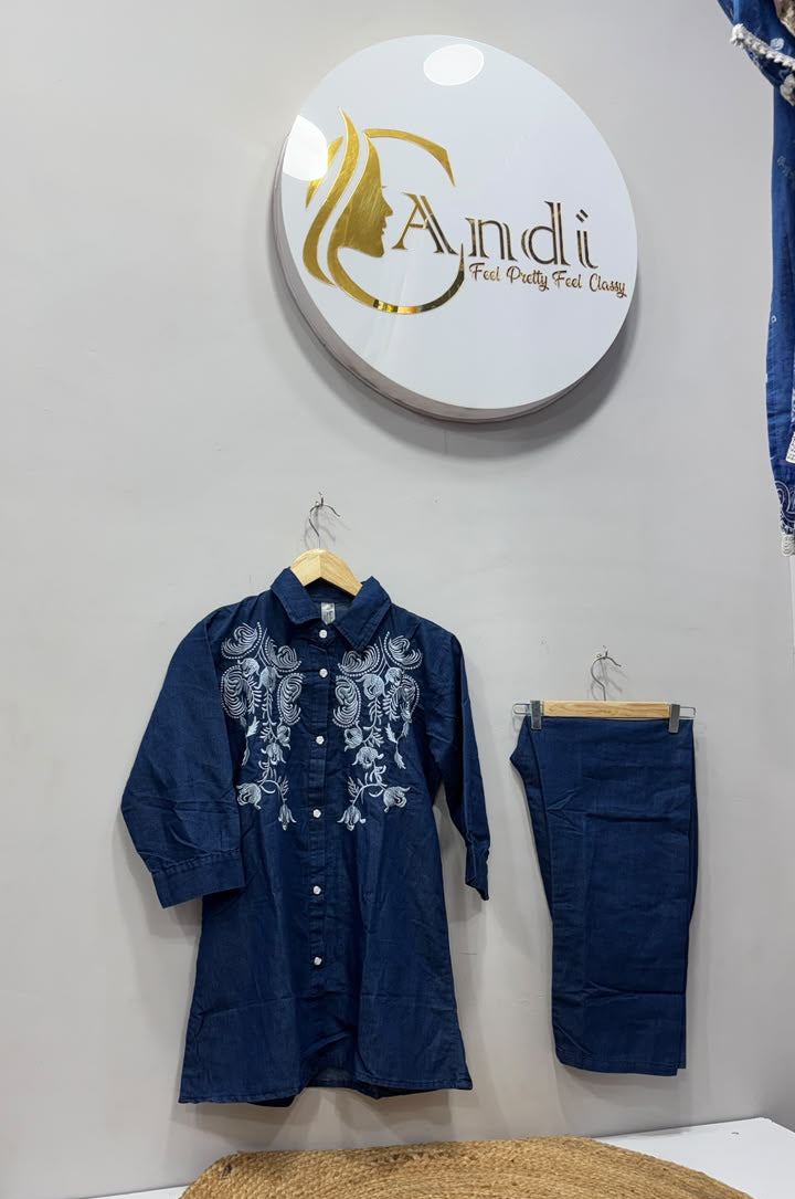 DENIM KURTI PANT CORD SET