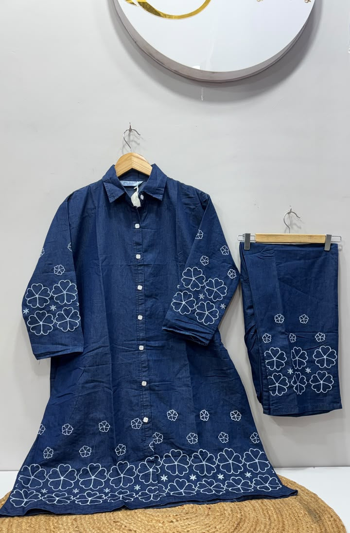 DENIM KURTI PANT CORD SET