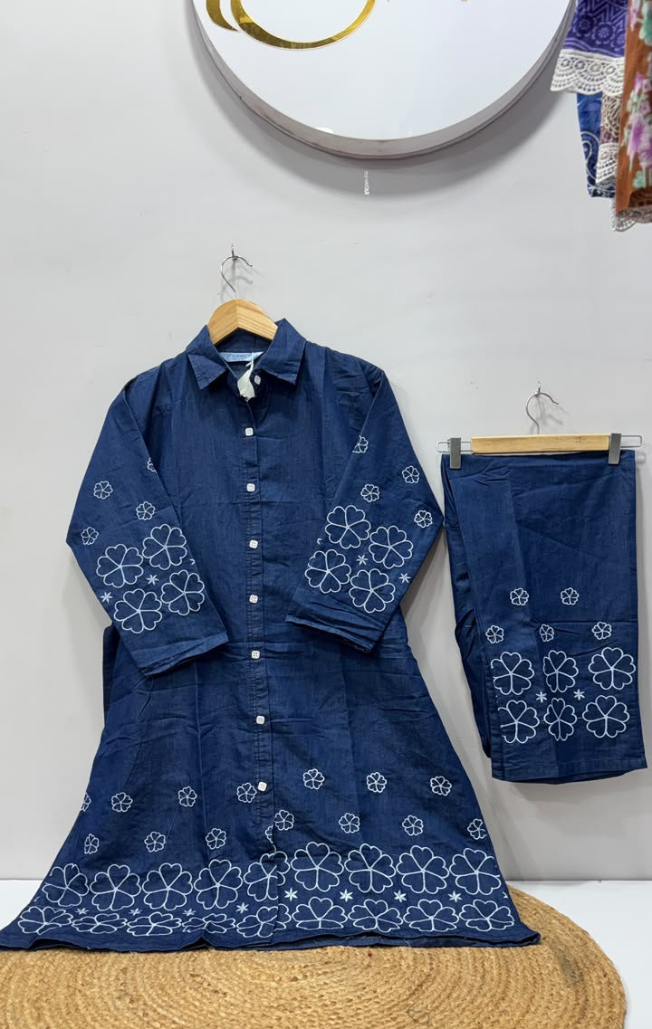 DENIM KURTI PANT CORD SET