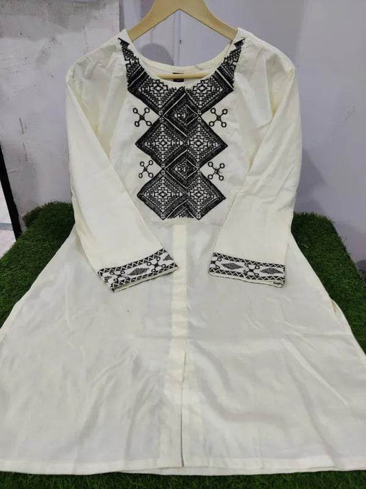 White Rayon Cotton Embroidered Co-Ord Set - CandiRobes