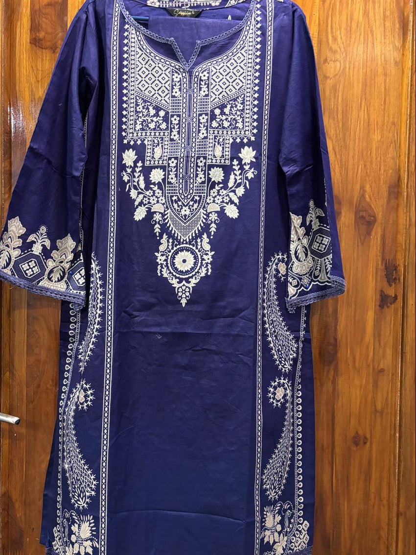 Lawn Suit Set – Royal Blue White
