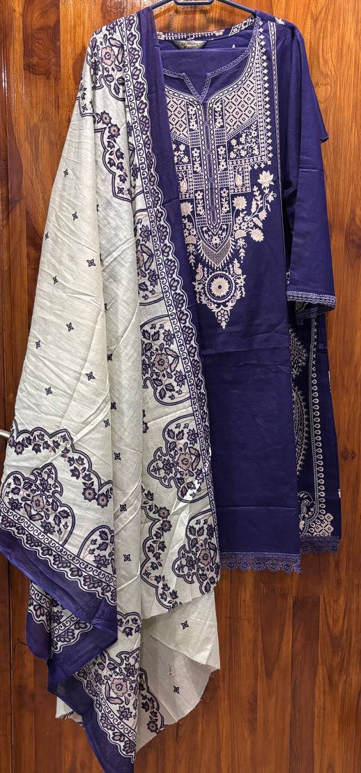 Lawn Suit Set – Royal Blue White