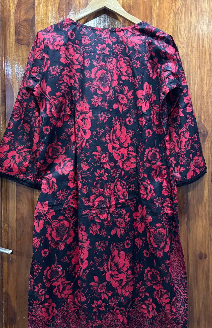 Lawn Suit Set – Red Black
