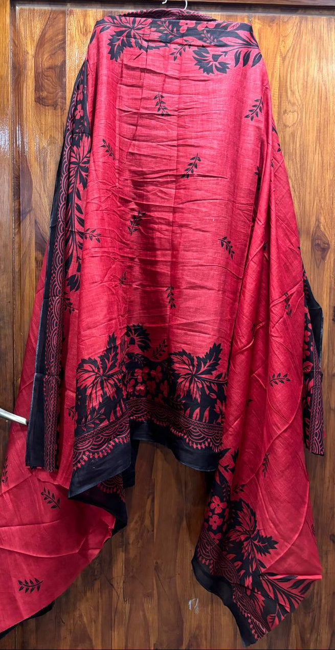 Lawn Suit Set – Red Black