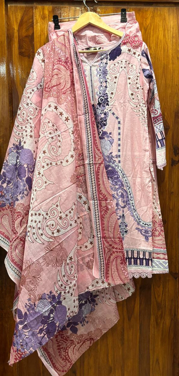 Lawn Suit Set – Soft Pink Purple