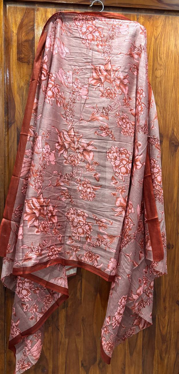 Lawn Suit Set – Rust Brown Floral