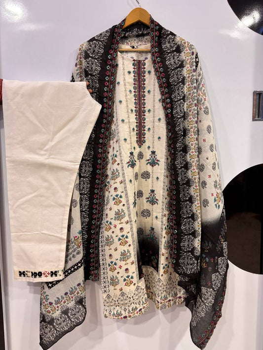 Jihan Premium Embroidered Suit Collection – Off White