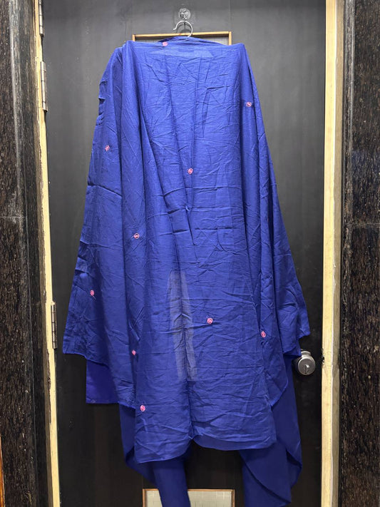 Navy Blue Floral Embroidered Anarkali Kurta Set with Dupatta
