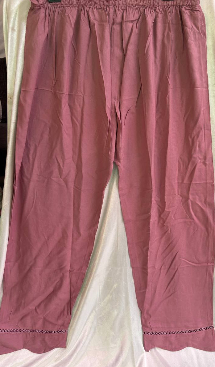 Dusty Pink Embroidered Kurti Pant Set for Women