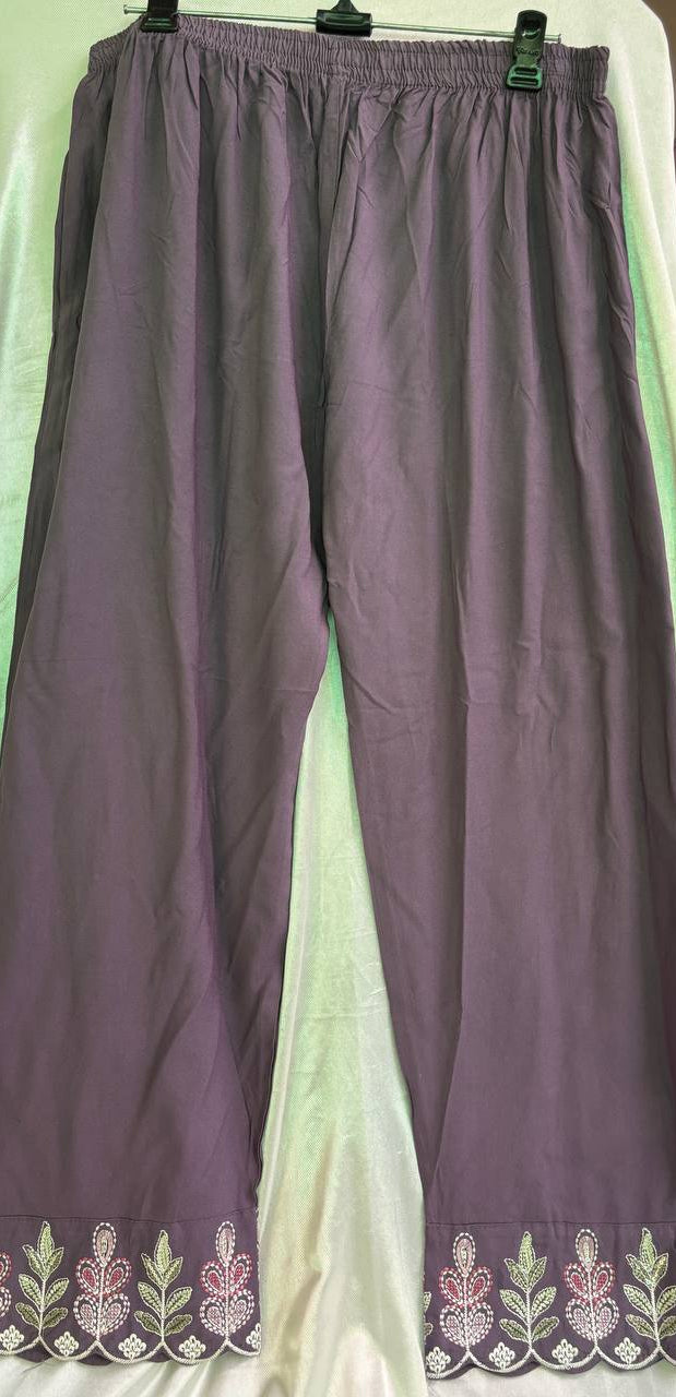Purple Embroidered Kurti Pant Set with Dupatta
